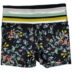 Urban Savage Floral Print Bike Shorts S Black Striped Logo Athleisure Athletic